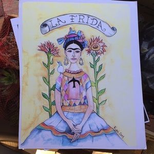 Large PRINT Frida Kahlo and bird by Cris Melo